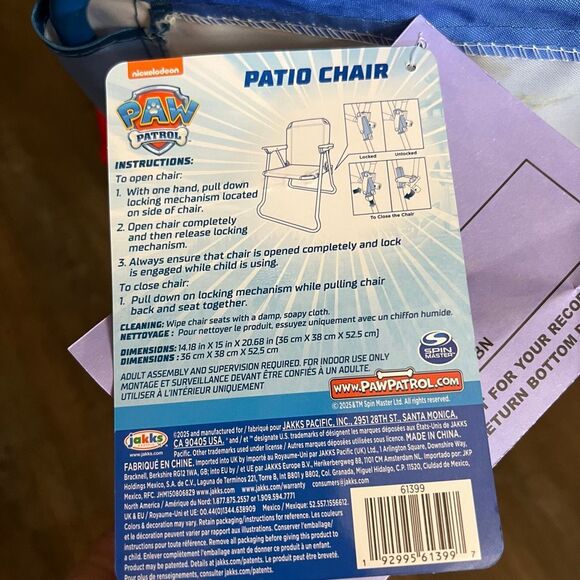 NWT PAW PATROL Kids’ Patio Chair Ages 3-7 Weight Limit 60 lbs Metal Folds - Picture 4 of 7